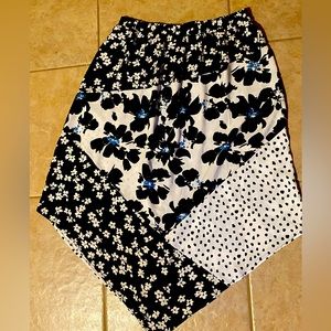 CATO plus size black and white floral, asymmetrical skirt 14/16